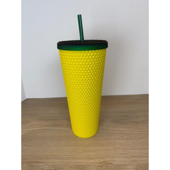 Starbucks Hawaii Edition 2020 Pineapple Studded Cold Cup Yellow Tumbler 24oz - Picture 3 of 5